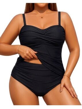 Two Piece Plus Size Tankini Strapless Bathing Suits Bandeau 18W. 2229/bb4-3
